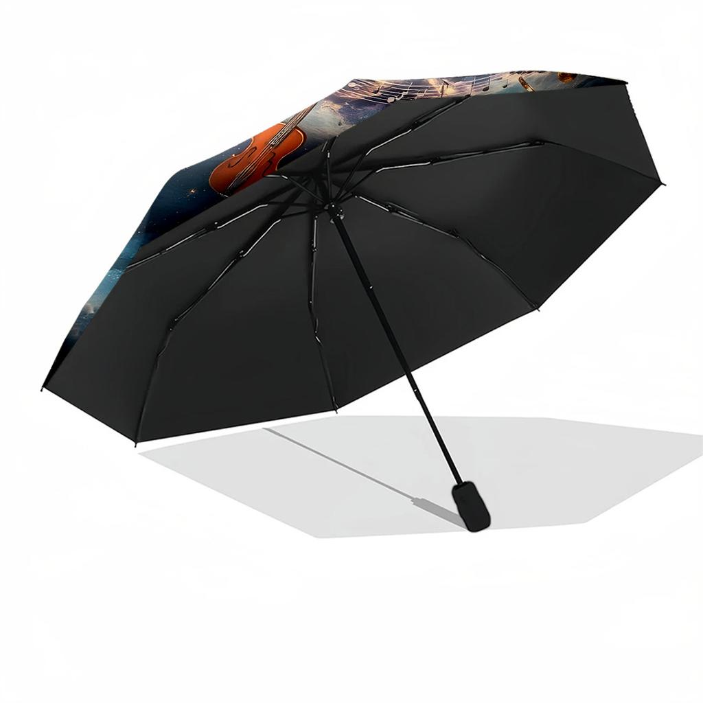 Music In Space Automatic Umbrella Folding Umbrella with 8 Ribs Compact Design Perfect for Outdoor Adventures Vibrant Pattern Umbrella Spiritual Gift