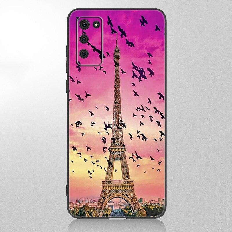Love Paris Eiffel Tower Case For Samsung Galaxy A12 A02S A22 A32 A52 A72 A71 A51 A41 A31 A21 A11 A50 A70 A10S A20S Black Cover