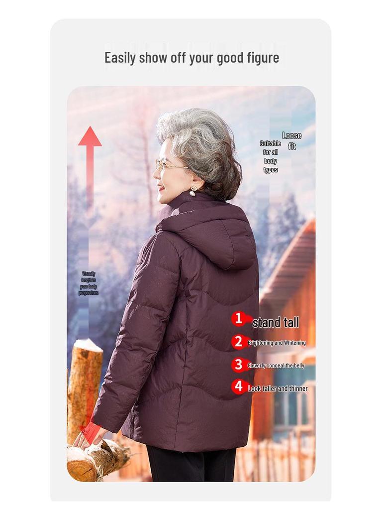 Winter-Daunenjacke für ältere Frauen - Warmer Baumwollmantel für Mama oder Oma