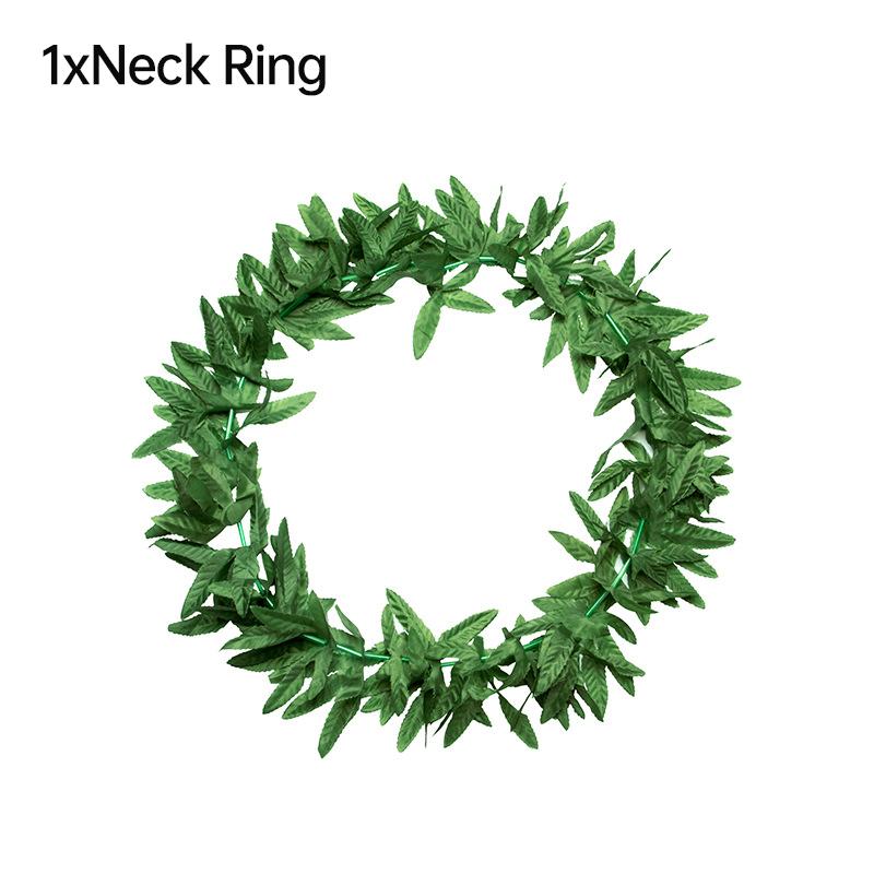 

1pc/4PCS Green Hawaiian Leis Artificial Leaves Wreath Garland Headband Necklace Bracelet Luau Tropical Party Dancing Decoration