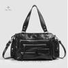 Y2k Women Black Vintage Shoulder Bags Punk Gothic Crossbody Bag Multi Pocket Handbags PU Leather Fashion Large Capacity Tote Bag