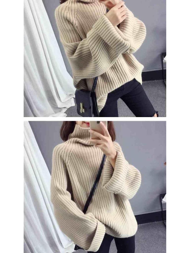 Women's Loose Korean-Style Turtleneck Sweater - 2024 Autumn/Winter Trendy Knitted Pullover