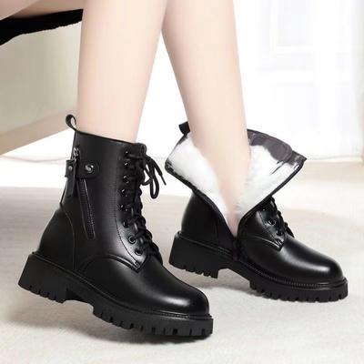 Coarse Heel Martin Boots Women's New Winter Velvet Thickened Snow Boots Cold and Warm Cotton Boots British Short Boots