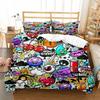 Art Style Print Graffiti Full Comforter Cover Set - 2 Person Bed Linen Set With Duvet Cover And Pillowslips Personality Bedding