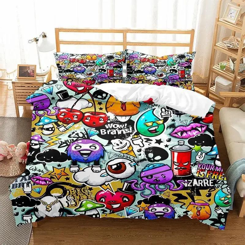 

Comforter Art Style Print Graffiti Full Comforter Set - 2 Person Set With And Pillowslips Personality Bedding Comforter (quilt)-EU Single(135*200cm)3pcs