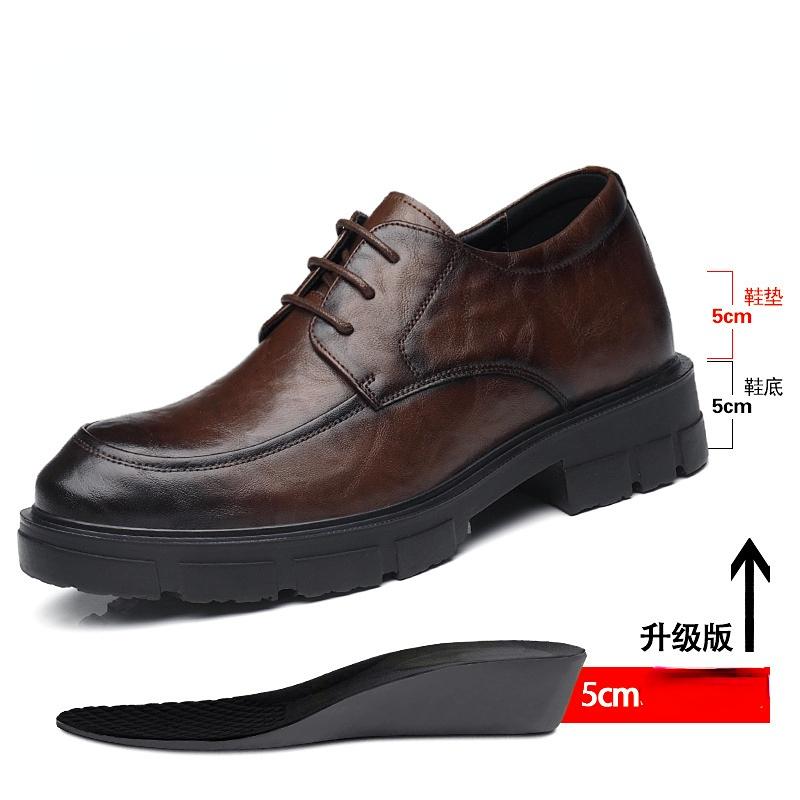Fashion 5 8 10 Cm Heel Shoes Men Fashion Casual Cow Leather Men's Dress Shoes British Breathable Groom Platform Wedding Shoes Male