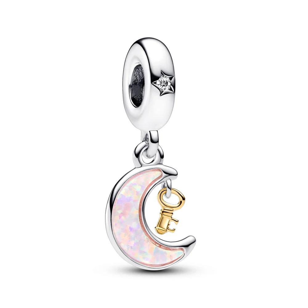 Charms Lucchetto Chiave in Argento 925 Ciondoli a Forma di Cuore per Bracciale Gioielli Fai da Te Regalo
