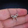 Pass Diamond Test Lab Moissanite Total 0.5 Carat Bow Necklace Pendant 925 Sterling Silver Platinum Plated Luxury Jewelry
