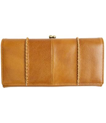 RafiCaro Genuine Leather Long Wallet with Large Italian Leather Clasp Brown Women's Capacity, Closure,
