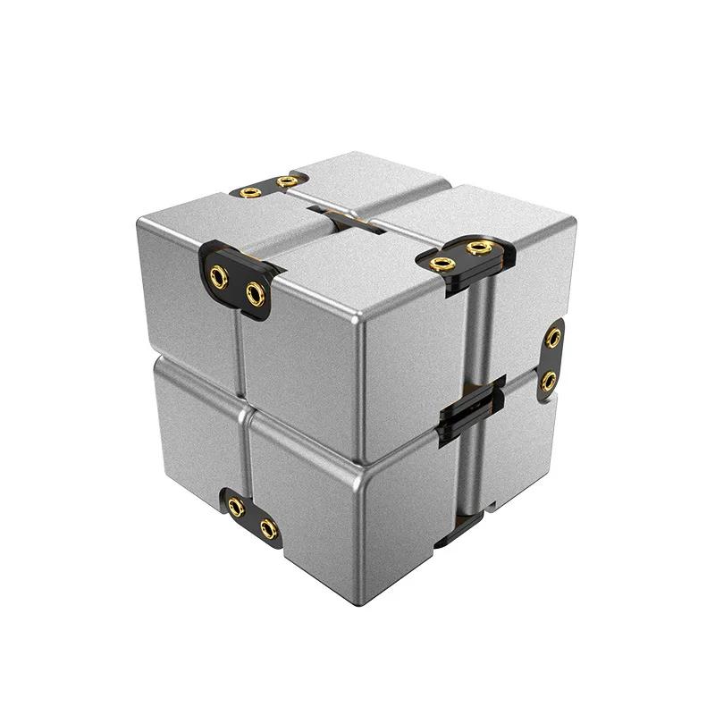 Infinite Cube Aluminum Alloy Metal Edc Stress Relief Mini Toy Portable Office Infinite Flip Cubic Fidget Relax Venting Toys