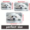 1pc 2D Fl White Puppy Lying Down Cute Flannel Door Mat Non Slip Pet Lover Rug For Entryway Bedroom Floor Decor