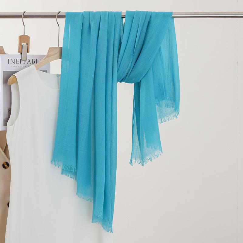 Monochrome Thin Scarf Women'S Sunscreen Shawl Solid Color Simple Imitation Cotton And Linen Silk Scarf High-End Yarn