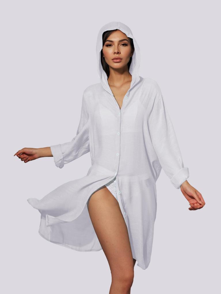 Damen Langarm Kapuzen Strand-Überwurf Strickjacke