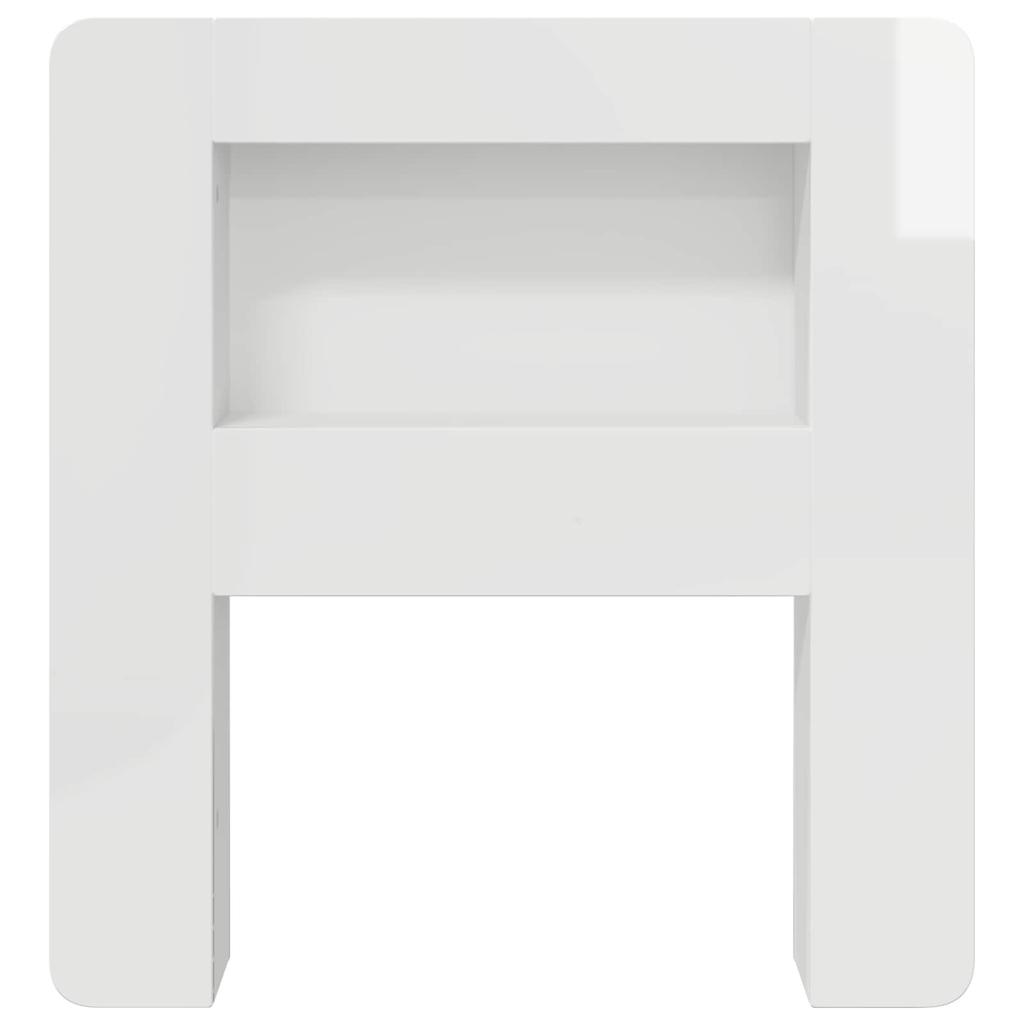 Headboard Cabinet with Storage Glossy White Engineered Wood