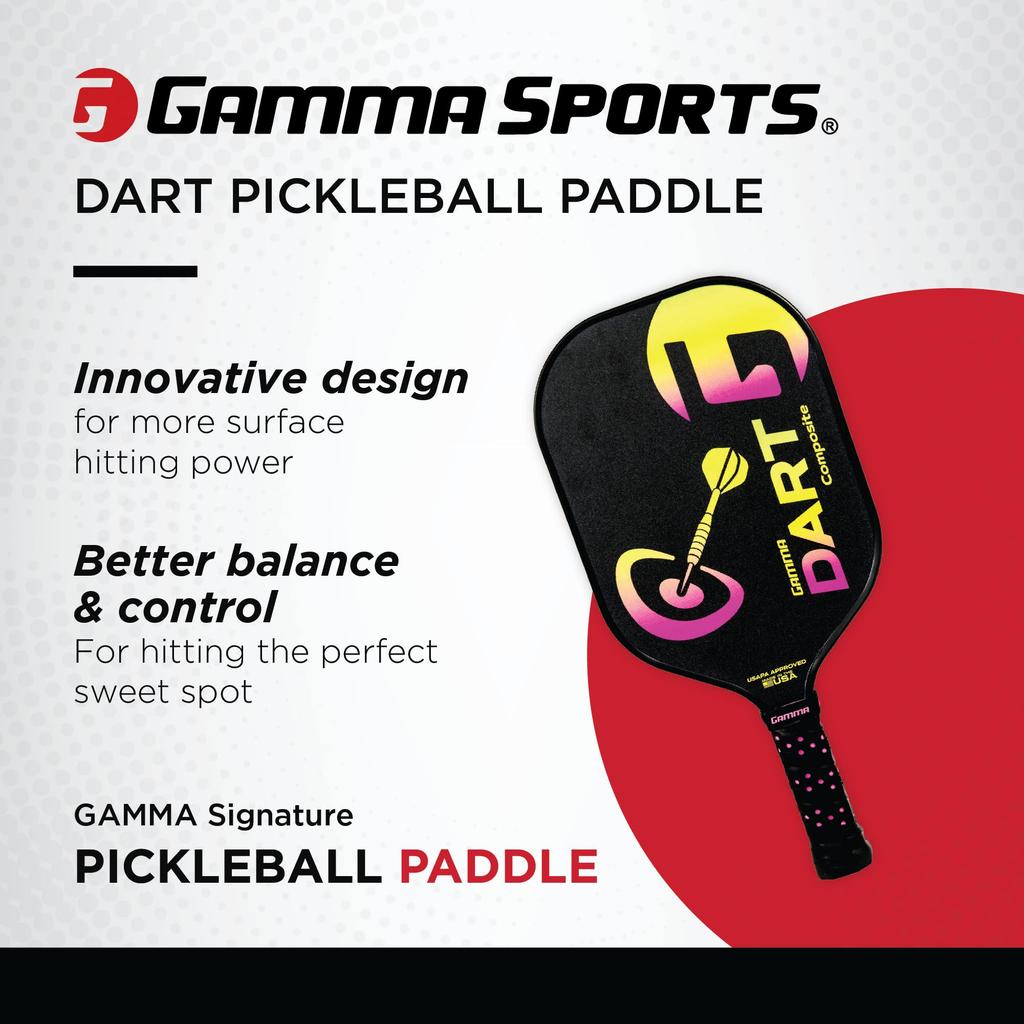 GAMMA Dart Composite Pickleball Pickleball Paddle for Indoor Outdoor USAPA Adult Paddle & Play, Approved, & Kids, Black/Yellow