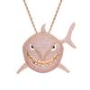 BES Moda Argento Placcato Forma di Squalo Collana con Ciondolo Stile Hip Hop Zircone Iced Out per Anniversario con Catena a Corda