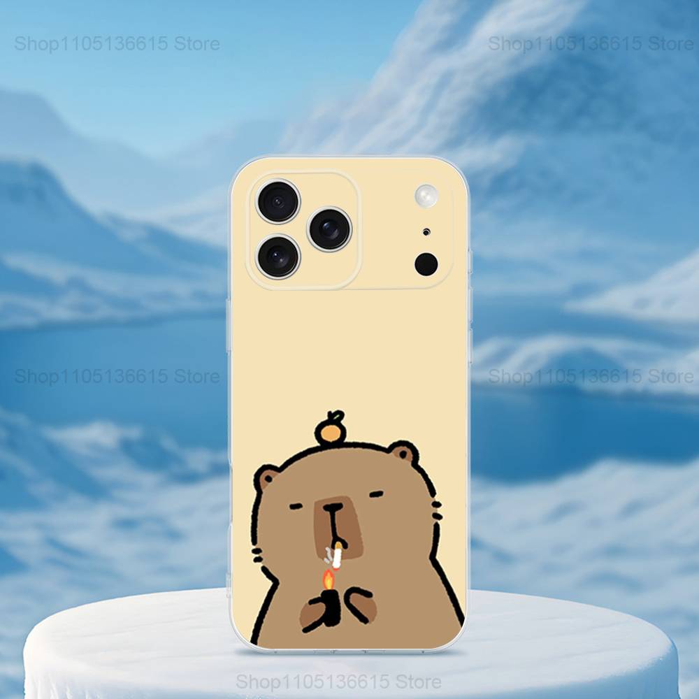 Cute Capybara Cartoon Phone For iPhone 14,13,12,11,17,16,15,Pro,X,XS,XR,SE,Max,Plus,Mini Transparent Soft Cover