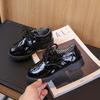 Boys Black British Round Toe Leather Shoes Student Wedding Pageant Performance Dress Shoes