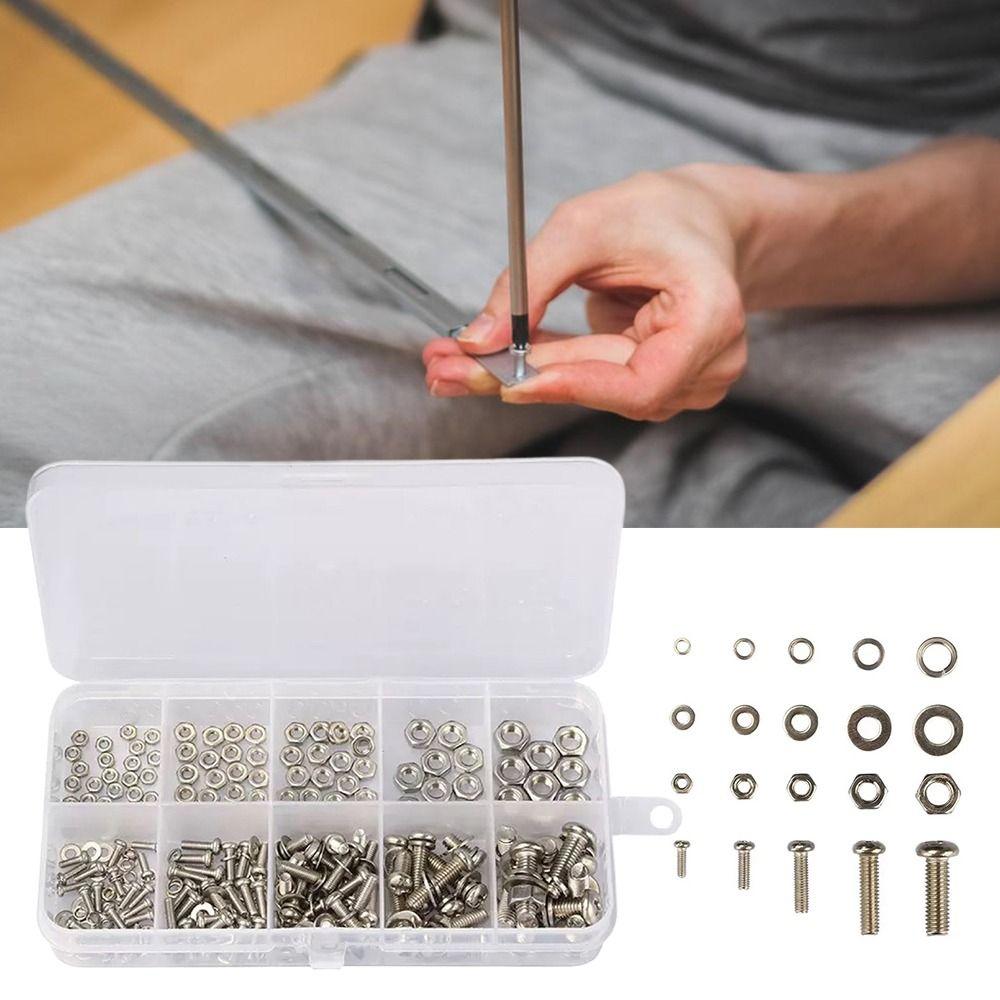 320pcs/box Stainless Steel Metic Nut and Bolt Assortment Bolt Nut Washer Set  Home Improvement