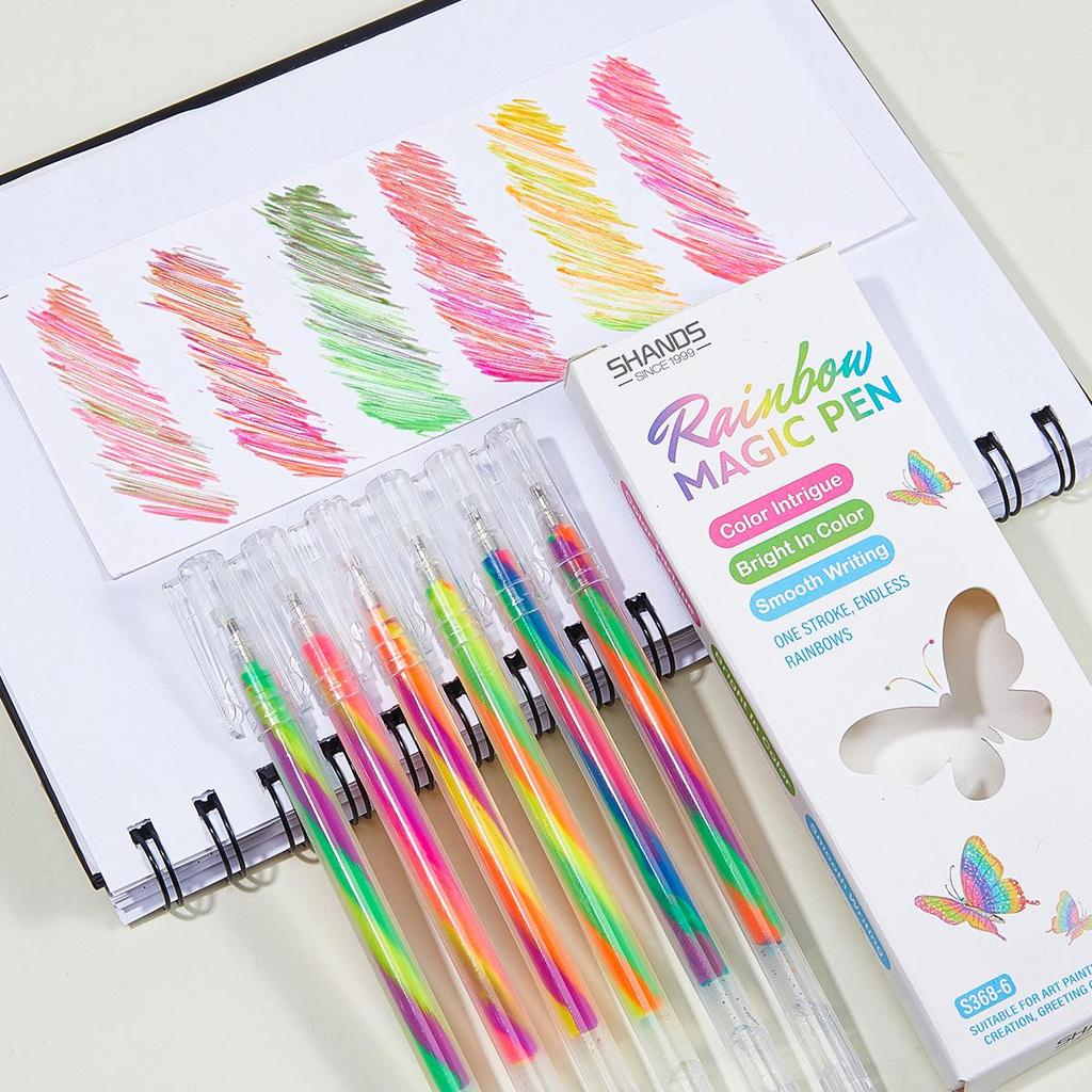 Dreifarbiger Farbverlauf Regenbogenstift - Verträumter Spiralglitzer Pastell für Schüler und DIY-Zeichnen