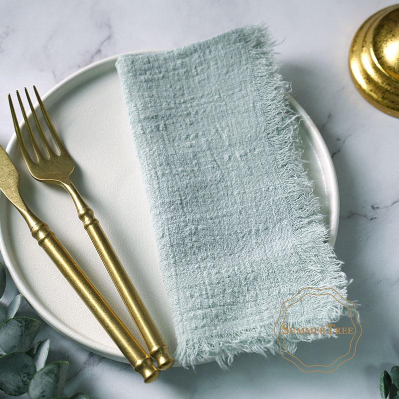 20PCS Napkins 41x41CM Cotton Cloth Gauze Retro Burr Rustic Kitchen Tea Towel Wedding Party Dinner Christmas Napkin Table Decor