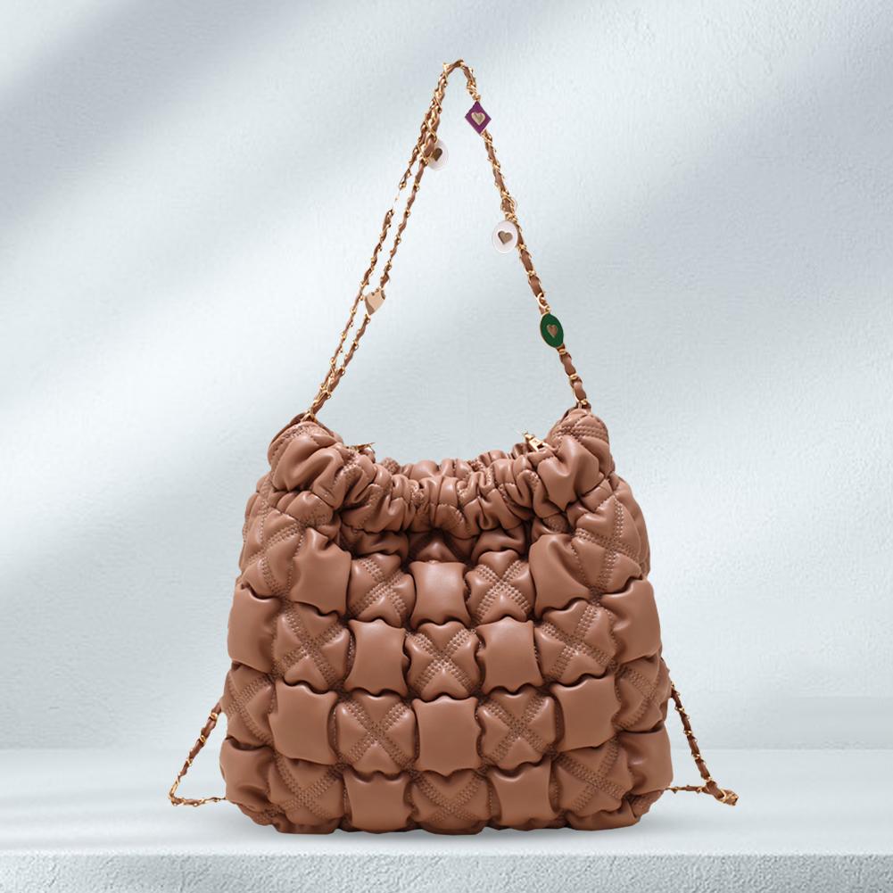 

Женская пригородная сумка, однотонная стеганая сумка-саквояж из искусственной кожи, универсальная стильная повседневная сумка на шнурке коричневый