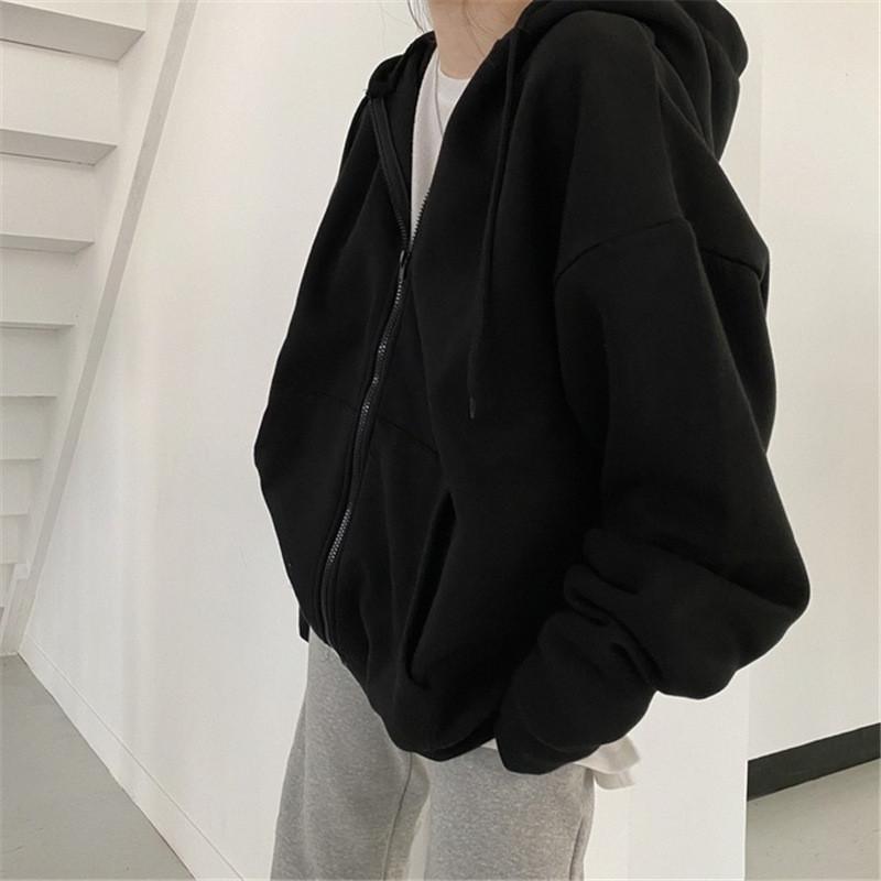 Womens Autumn Winter Hoodie Sweatshirt With Zipper And Thick Fleece For Casual Wear