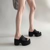 Beautiful leopard print wedge sandals women's 2025 spring and summer new outer wear thick-soled folds with skirt high-heeled cool slippers