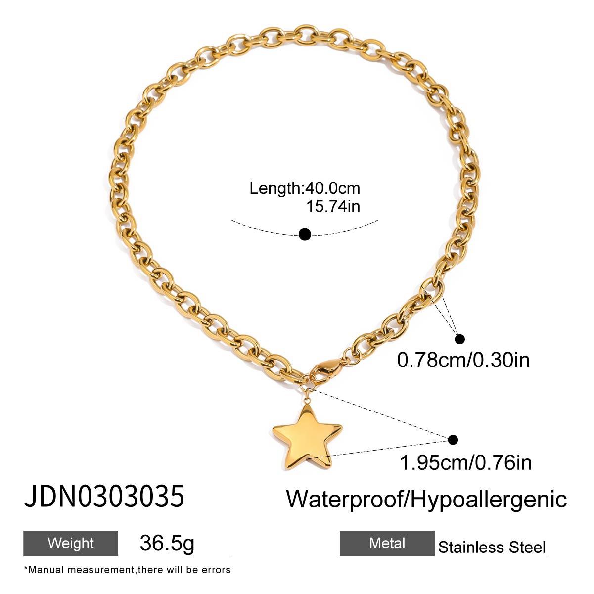 Youthway Minimalist Versatile  Gold Plated Stainless Steel Geometric Star Pendant Necklace Waterproof Women Jewelry Daily