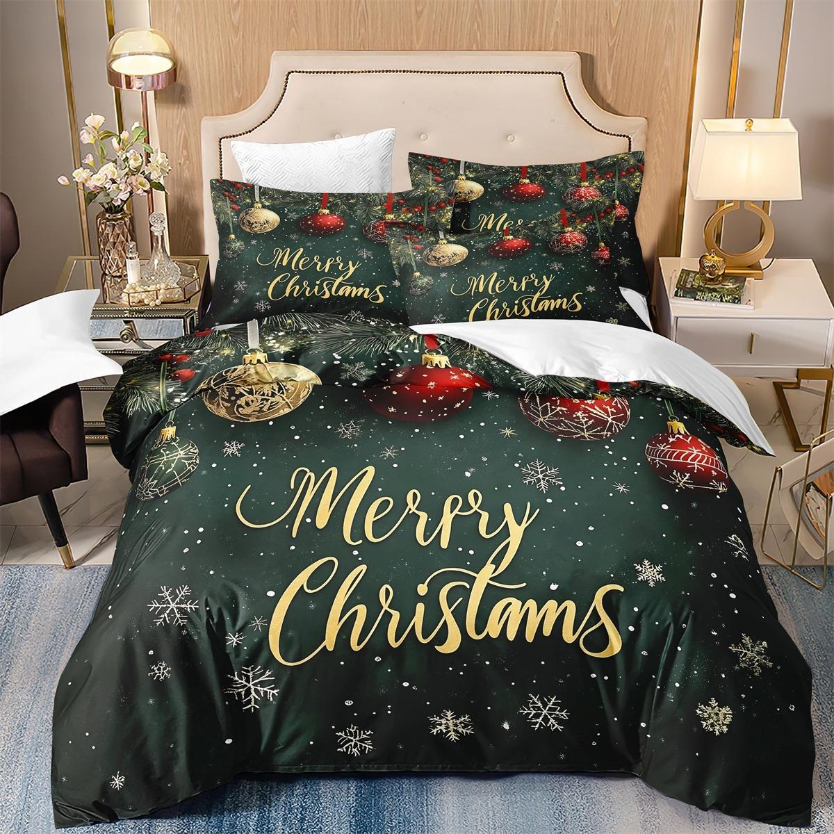

2026 С РОЖДЕСТВОМ Постельное белье Комплект 3D Печатный Набор пододеяльников Мягкий Односпальный Двуспальный Размер Комплект для кровати Рождественский подарок Домашние украшения Eu Single 135x200cm