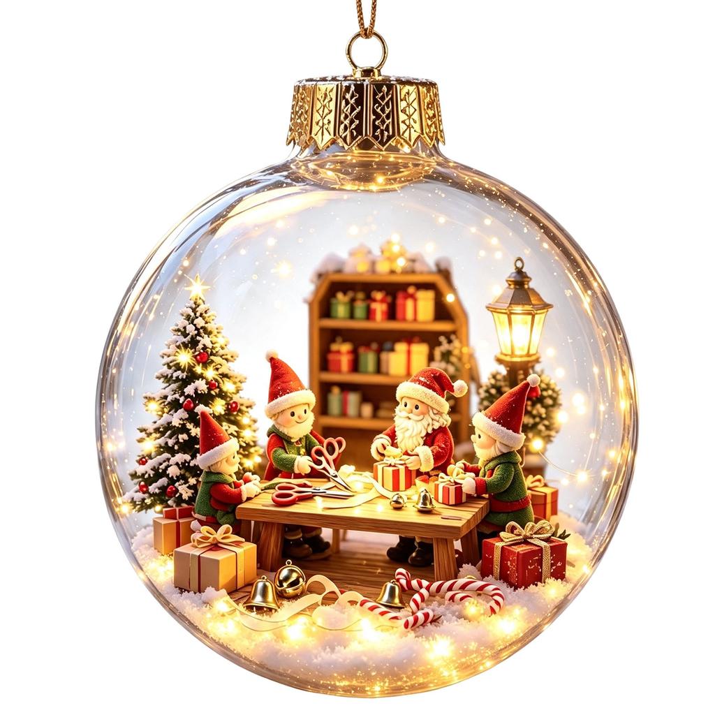 Transparent Light-Up Christmas Ornament Ball for Holiday Tree Hanging Decor