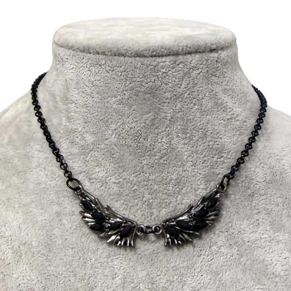 New Personalized Creative Design Inlay Zircon Black Angel Wings Choker Necklace for Men Women Gothic Punk Collar Chain Jewelry