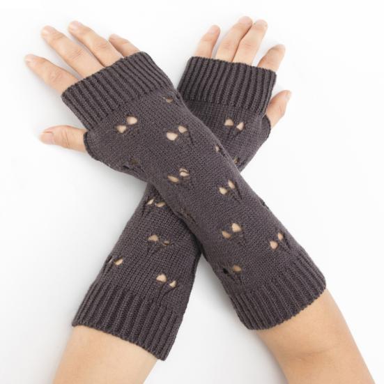 Unisex Half Finger Gloves Jacquard Heart Knitted Arm Wrist Sleeve for Winter