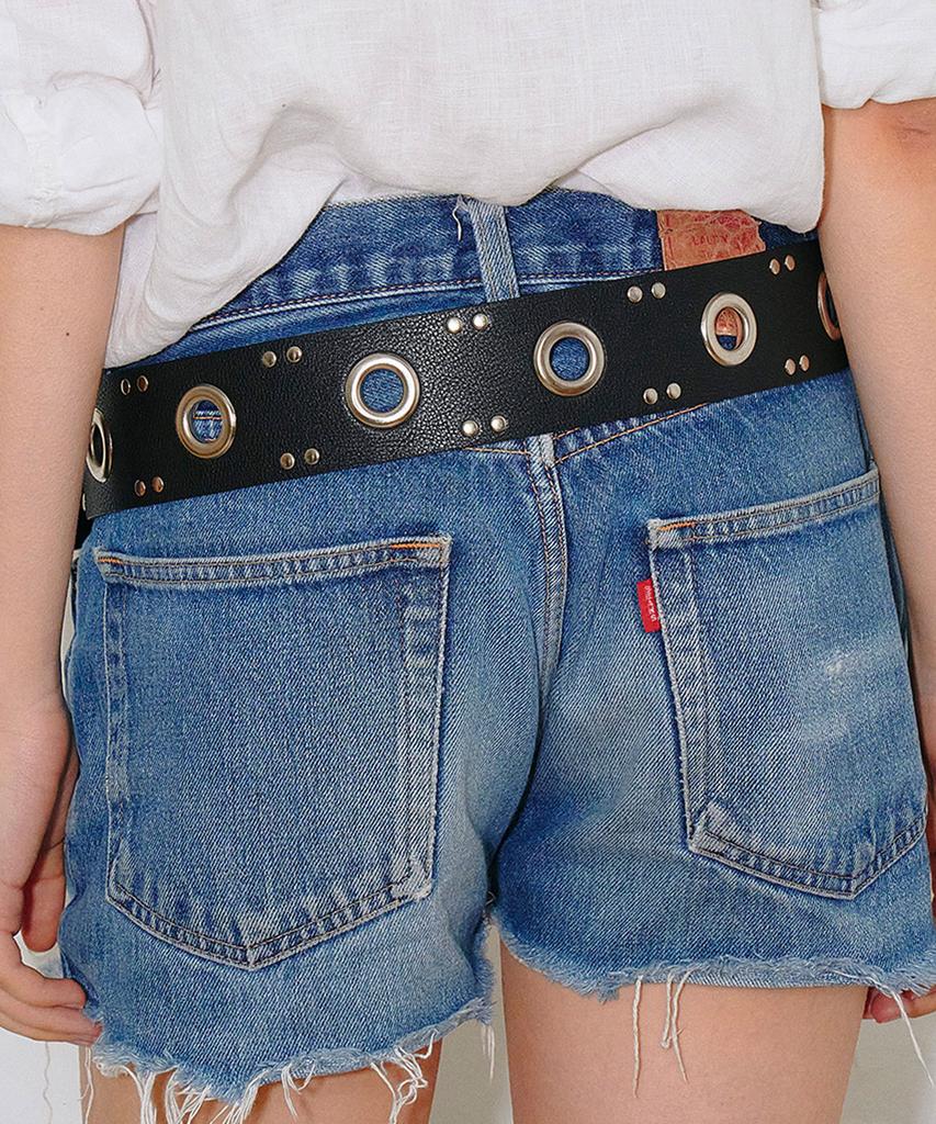 Saendeumyujieom Eyelet Leather Belt [Black]
