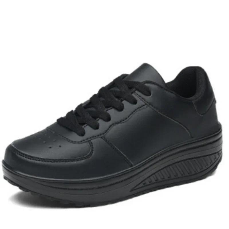 Fashion Women Shoes Lace Up Leather Sports 2025 Student Increase Platform Sneakers Outdoor Walking Women Shoes Zapatos De Mujer