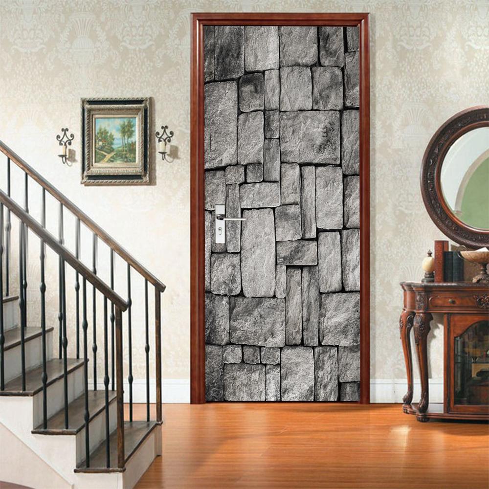3D Door Mural Sticker Peel and Stick Door Wallpaper Golden Buddha Castle Moon Mermaid Flower Home Decor Removable