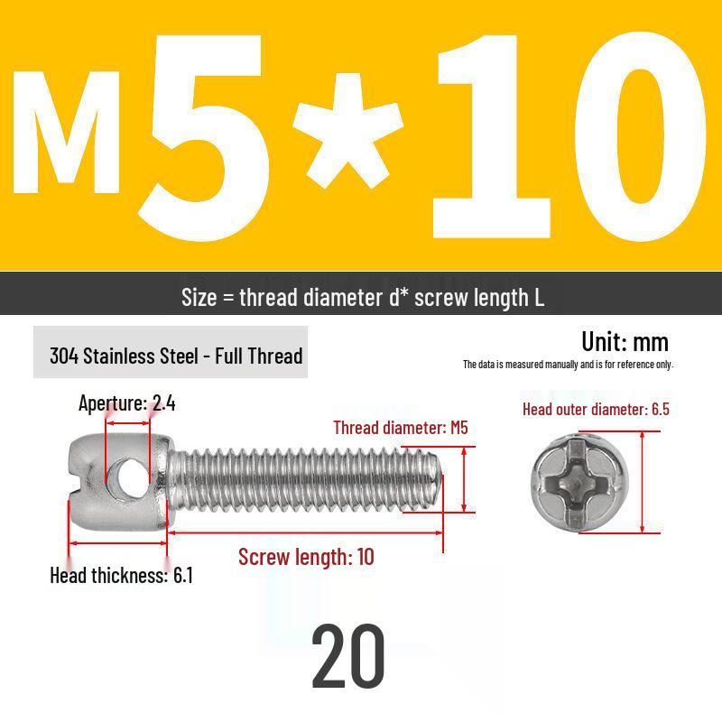 304 Stainless Steel Lead Seal Galvanized Meter Screw with Cross Hole