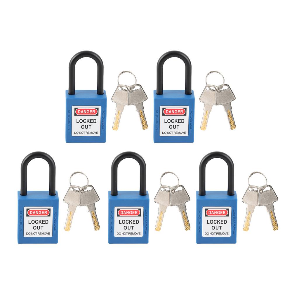 5 Satz 38mm Lockout Tagout Schloss Nylon Langlebig Staubdicht Isoliertes Sicherheitshängeschloss mit Schlüssel