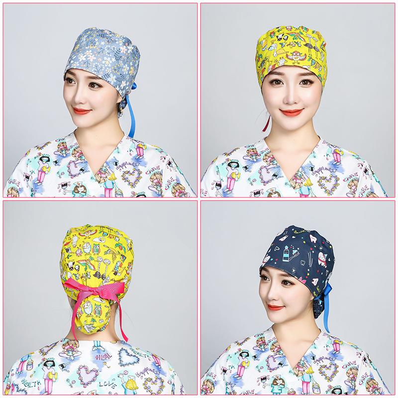 1PC Cap Fashion Elastic Cap Medical Equipment Surgical Hat Sweatband Printed Cotton Scrub Hat Multiple Options Available