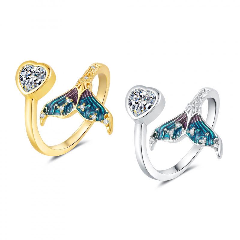 Qi Yu Damen Meerjungfrauenflosse Ring - Einzigartiges Süßes Cooles Offenes Design