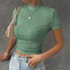 Summer Slim Fit Solid Color Spicy Girl Short Sleeved Hollow Exposed Navel Short Shirt for Women T-Shirts Women’s