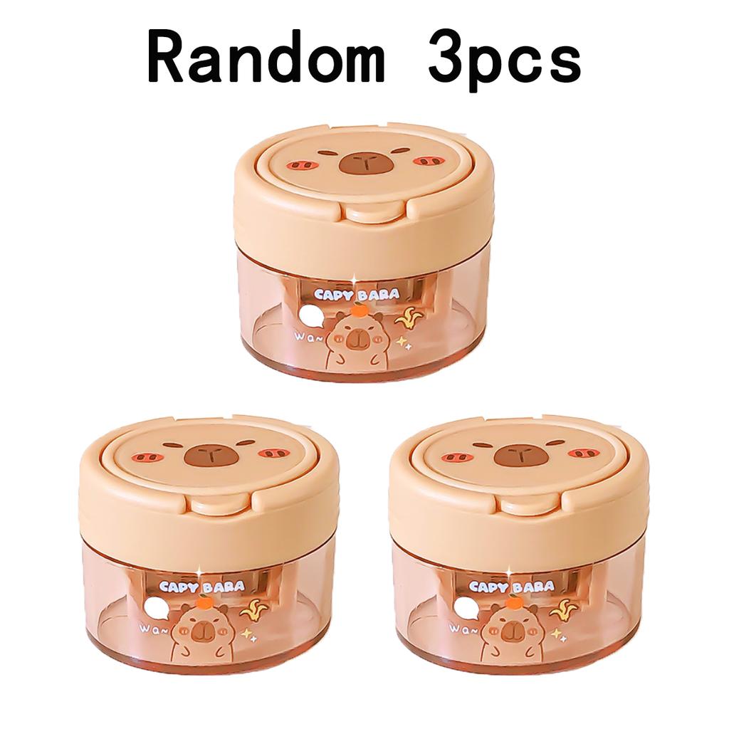 Cute Capybara Cartoon Flip-Top Dual Hole Sharpener for Kids Mini Portable Compact Pencil Sharpener School Supplies Learning Tool