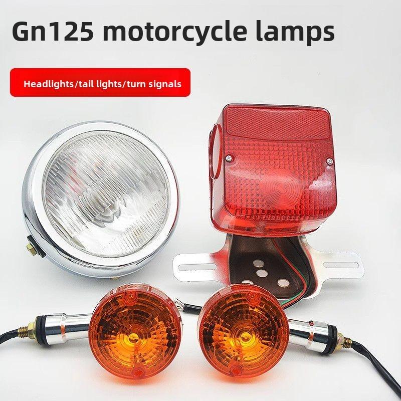 Full Set Motorcycle Headlight Tail Light Turn Signal Kit, Direct Fit for Suzuki GN125 125cc Motorbike Replacement Parts