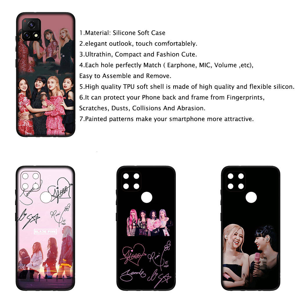 Cover for iPhone 17 16 15 Xiaomi Poco Redmi Note 14 13 12 11 Pro Max Samsung Galaxy S25 S24 9 OPPO Huawei Black Lisa Rose Jennie Jisoo Pink Phone Case