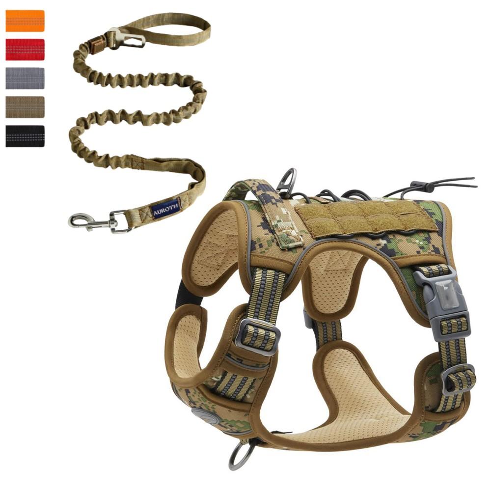 Verstellbares taktisches Hundegeschirr Haustier Arbeitsausbildung Militärdienstweste Reflektierendes Hundegeschirr-Set für kleine, mittelgroße und große Hunde