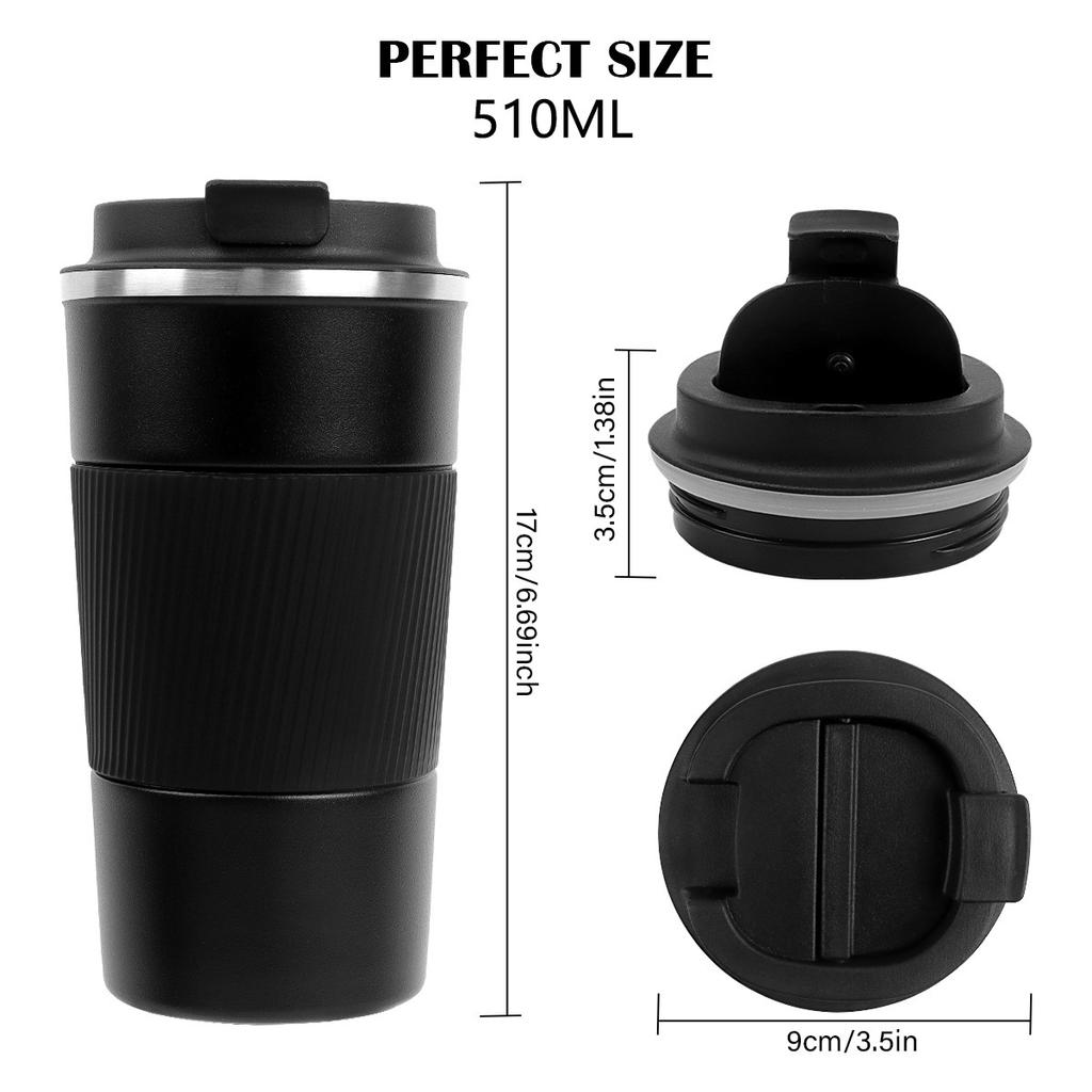 510ML Edelstahl Kaffeebecher Thermobecher Reise Wasserflasche Auslaufsicher Auto Vakuumflasche Hält Kalt und Warm Thermobecher