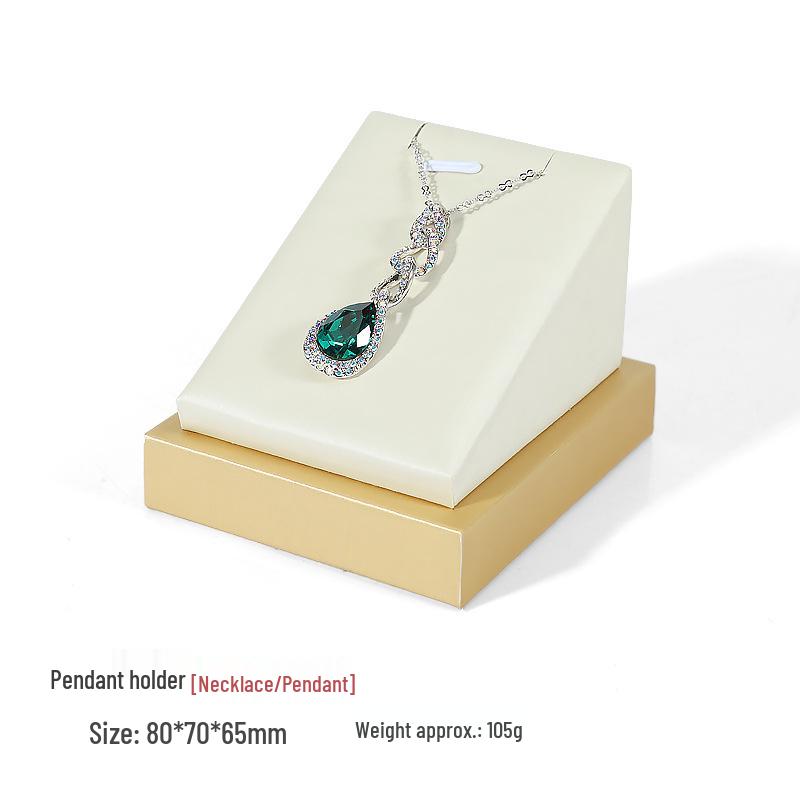 Beige PU Leather Jadeite Jewelry Display Stand for Rings and Pendants