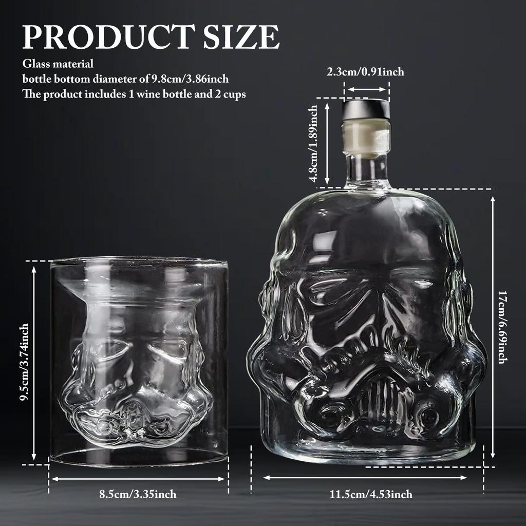Whiskey Decanter with 2 Glasses 750ml Transparent Wine Decanter Creative Bourbon Decanter and Glass Set Whiskey Decanter