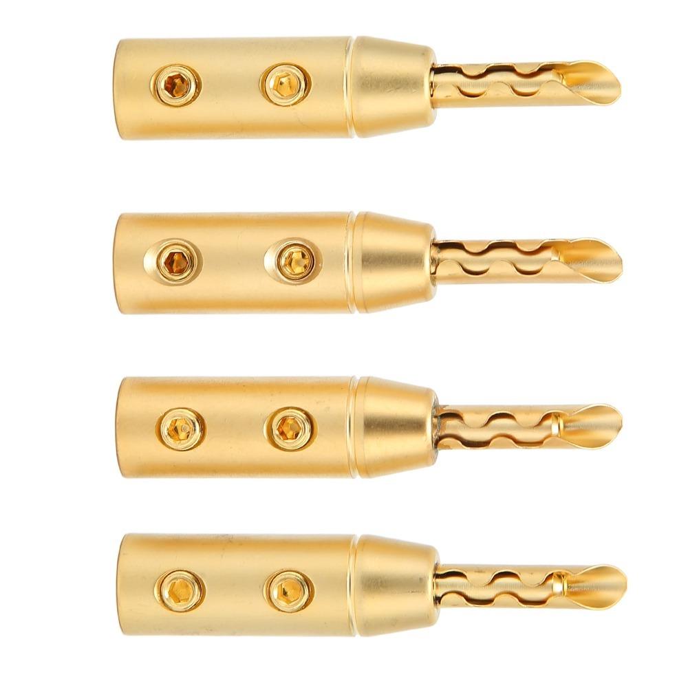 4PCS Double Screw Speaker Wire Connectors Gold Plated Open Screw Banana Plugs For Speaker Wire