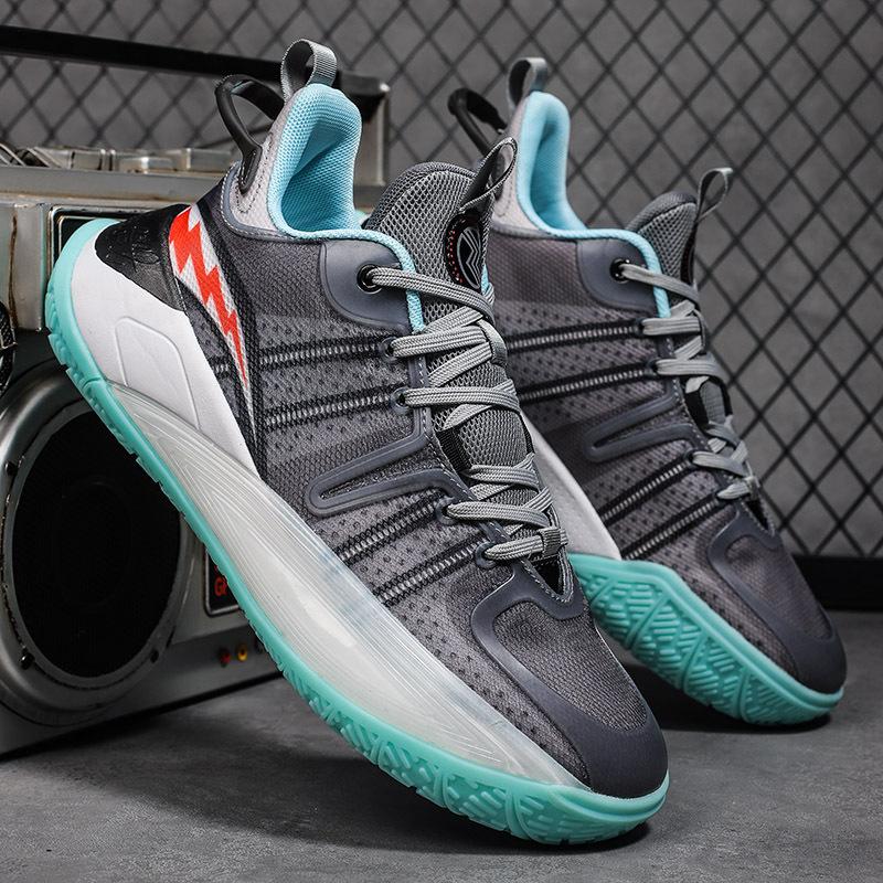 Foreign Trade Basketball Shoes Men's Spring and Summer Breathable Mesh Thick-soled Non-slip Sports Youth Sneakers Comfortable and Versatile